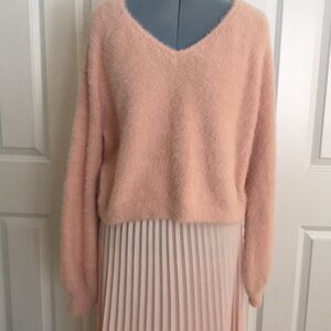 Rue21 Rue 21 Pale Pink Soft Fuzzy V Neck Cropped Sweater XL